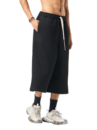 Relaxed Drawstring Three-Quarter Joggers