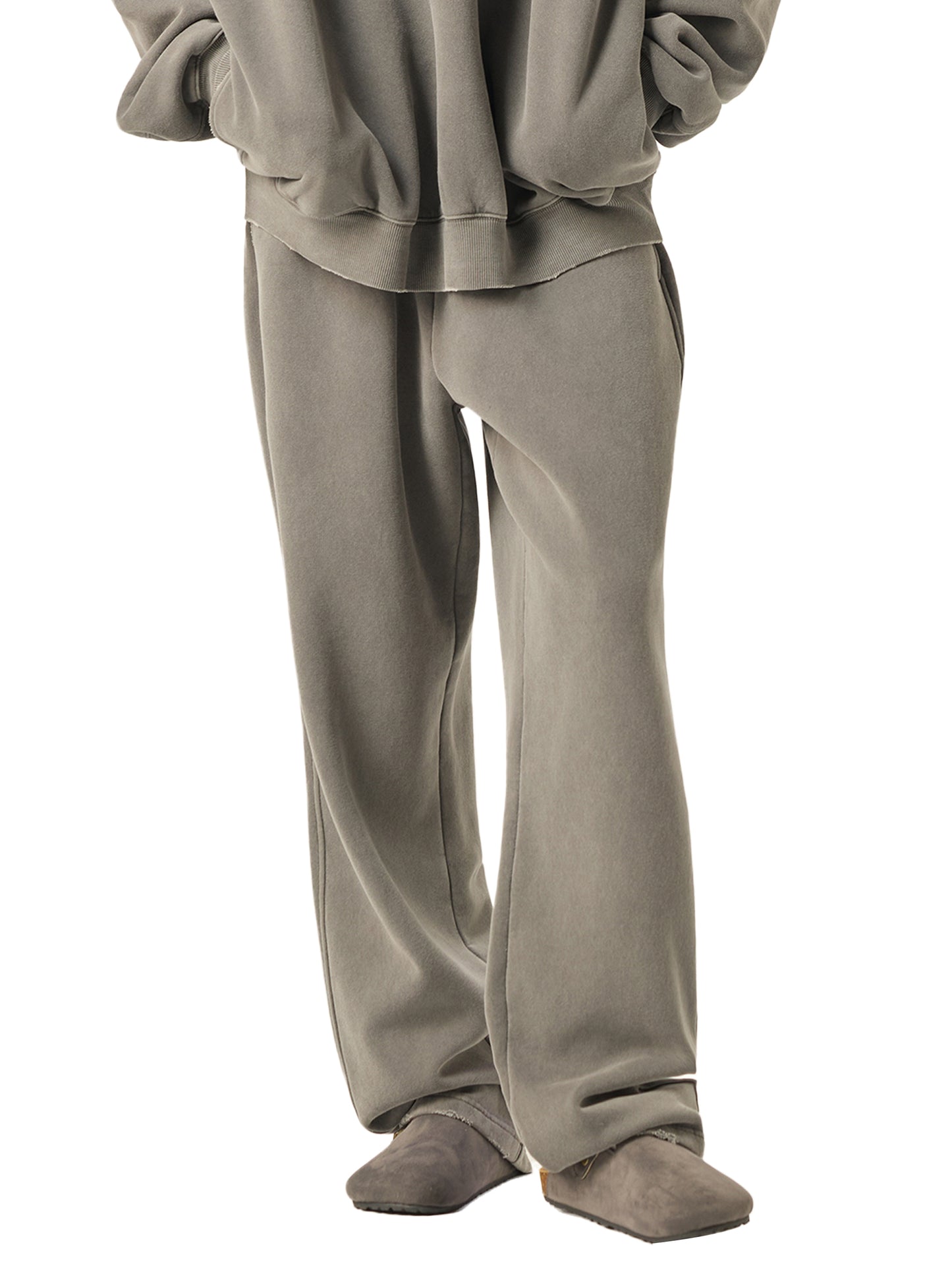 frayed enzyme washed fleece joggers