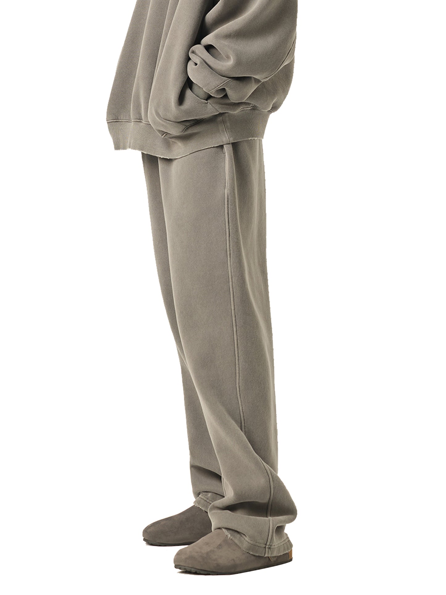 frayed enzyme washed fleece joggers