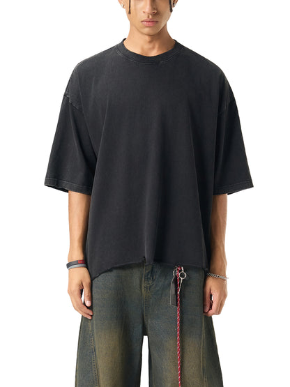 Acid Wash Raw-Hem Boxy T-shirt