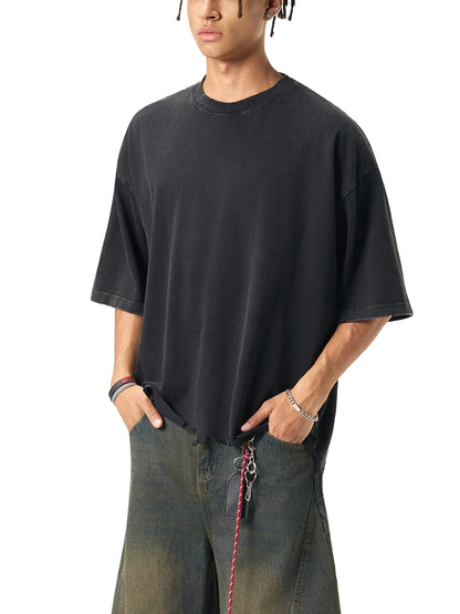 Acid Wash Raw-Hem Boxy T-shirt