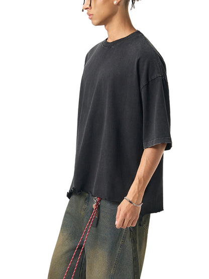 Acid Wash Raw-Hem Boxy T-shirt