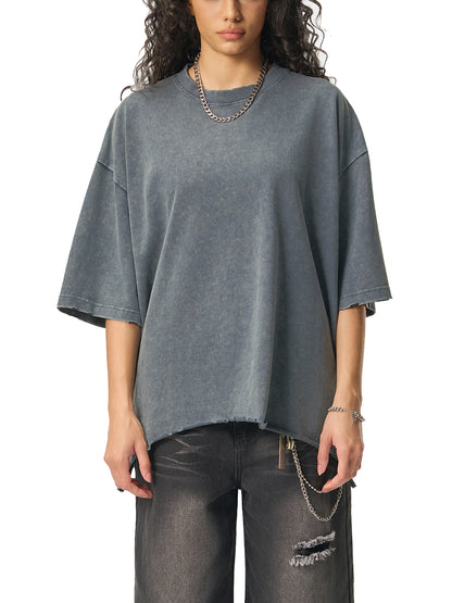 Acid Wash Raw-Hem Boxy T-shirt