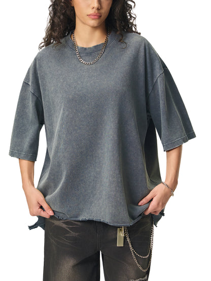 Acid Wash Raw-Hem Boxy T-shirt