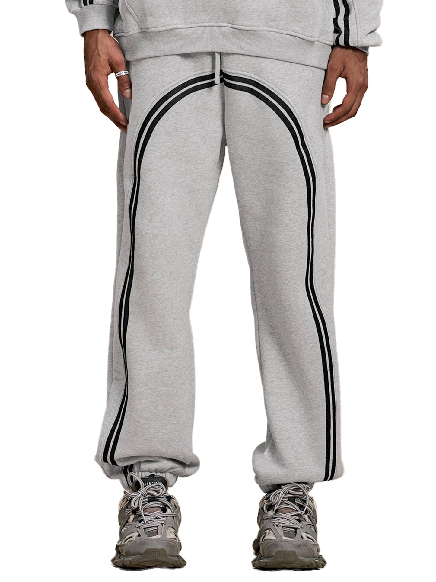 sun fade contrast tape fleece jogged joggers