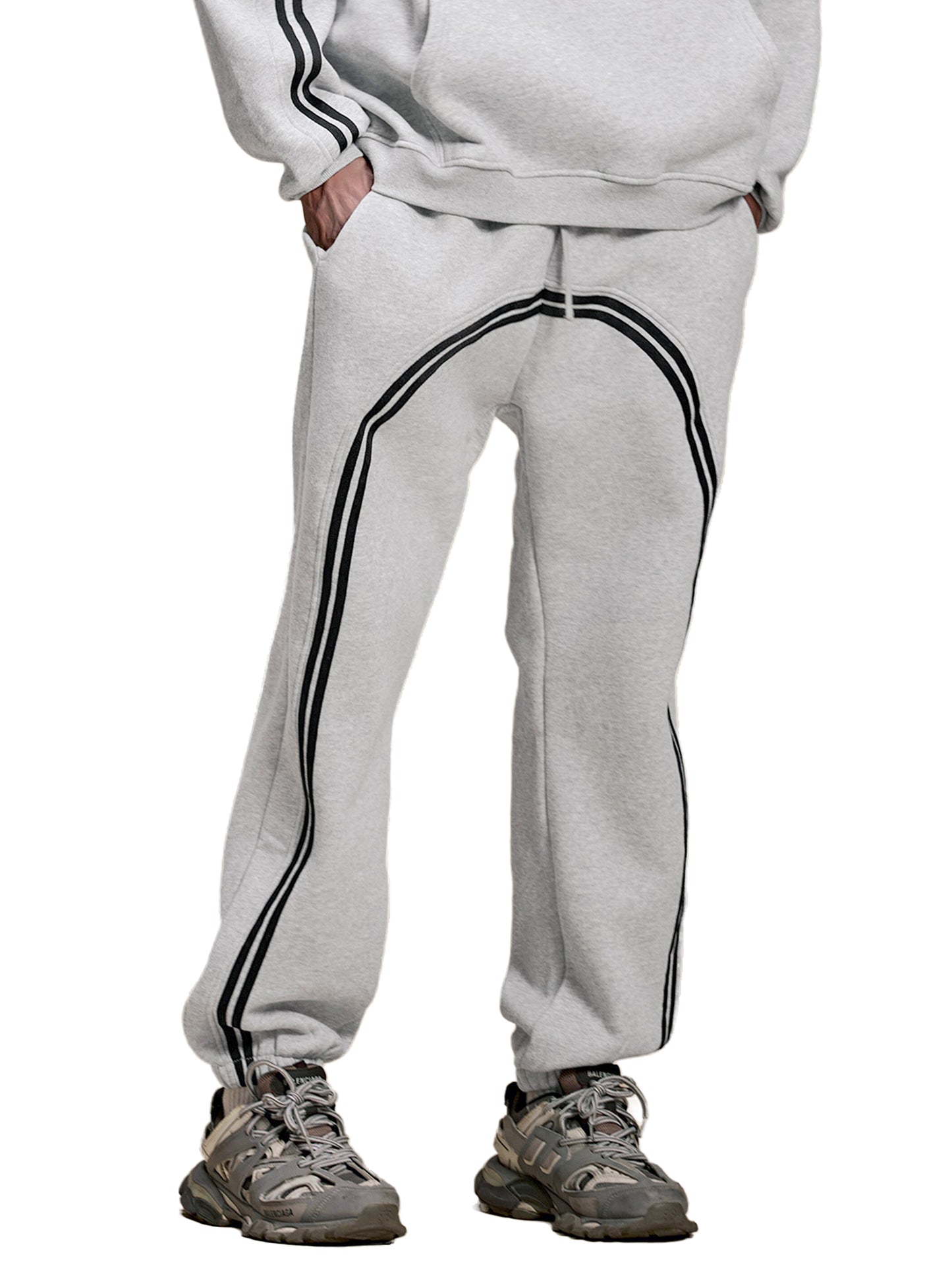 sun fade contrast tape fleece jogged joggers