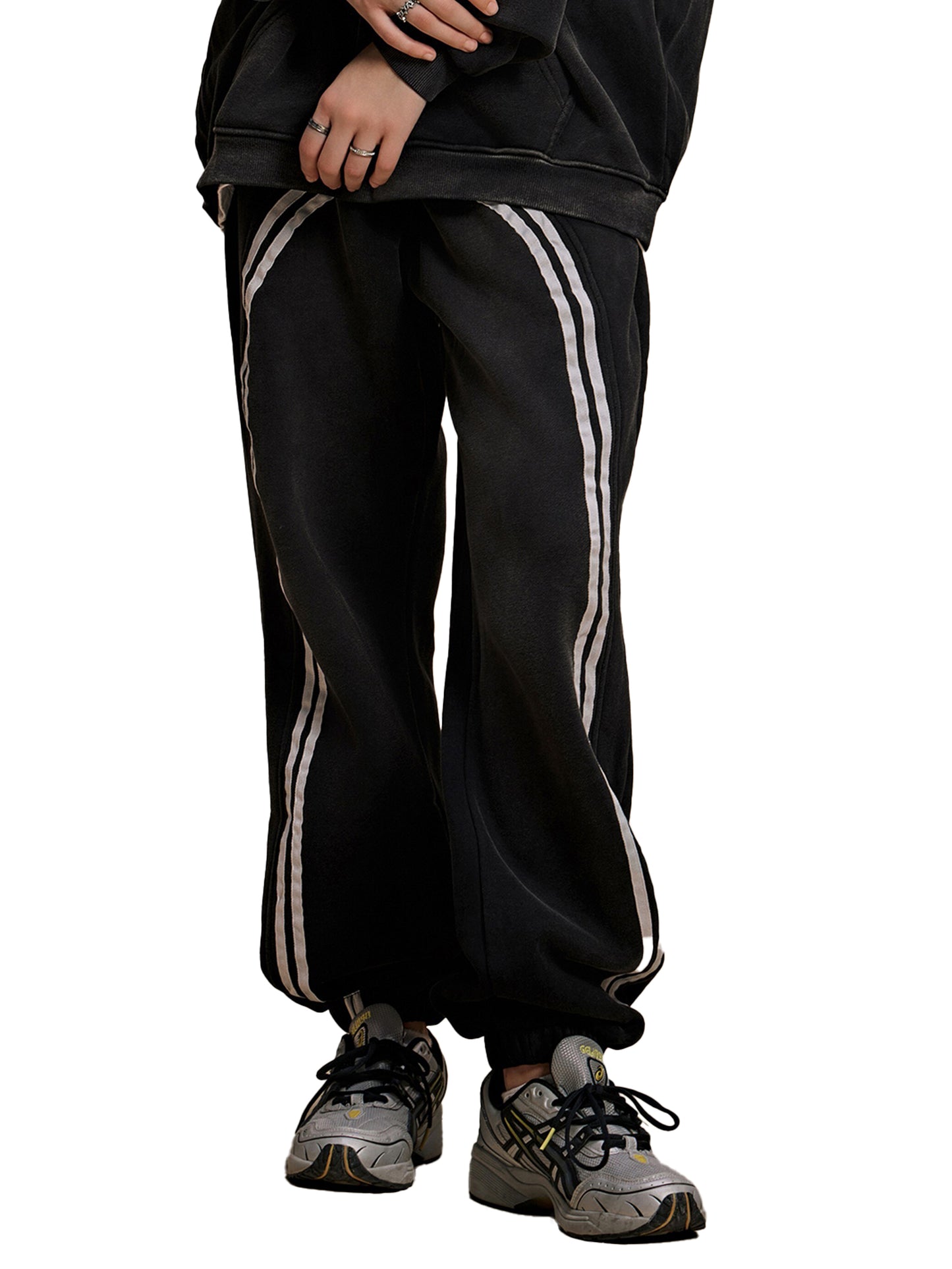 sun fade contrast tape fleece jogged joggers