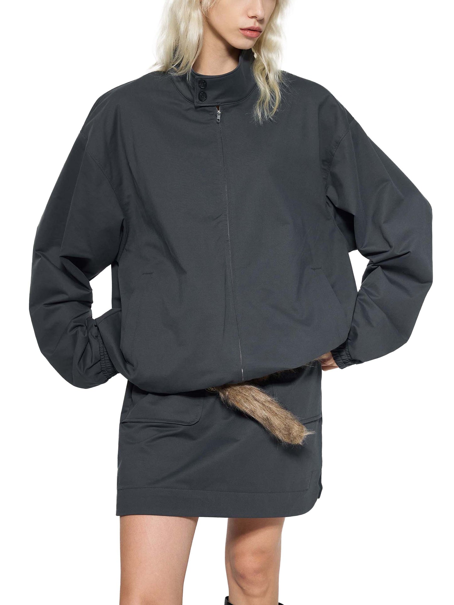 stand collar bomber jacket