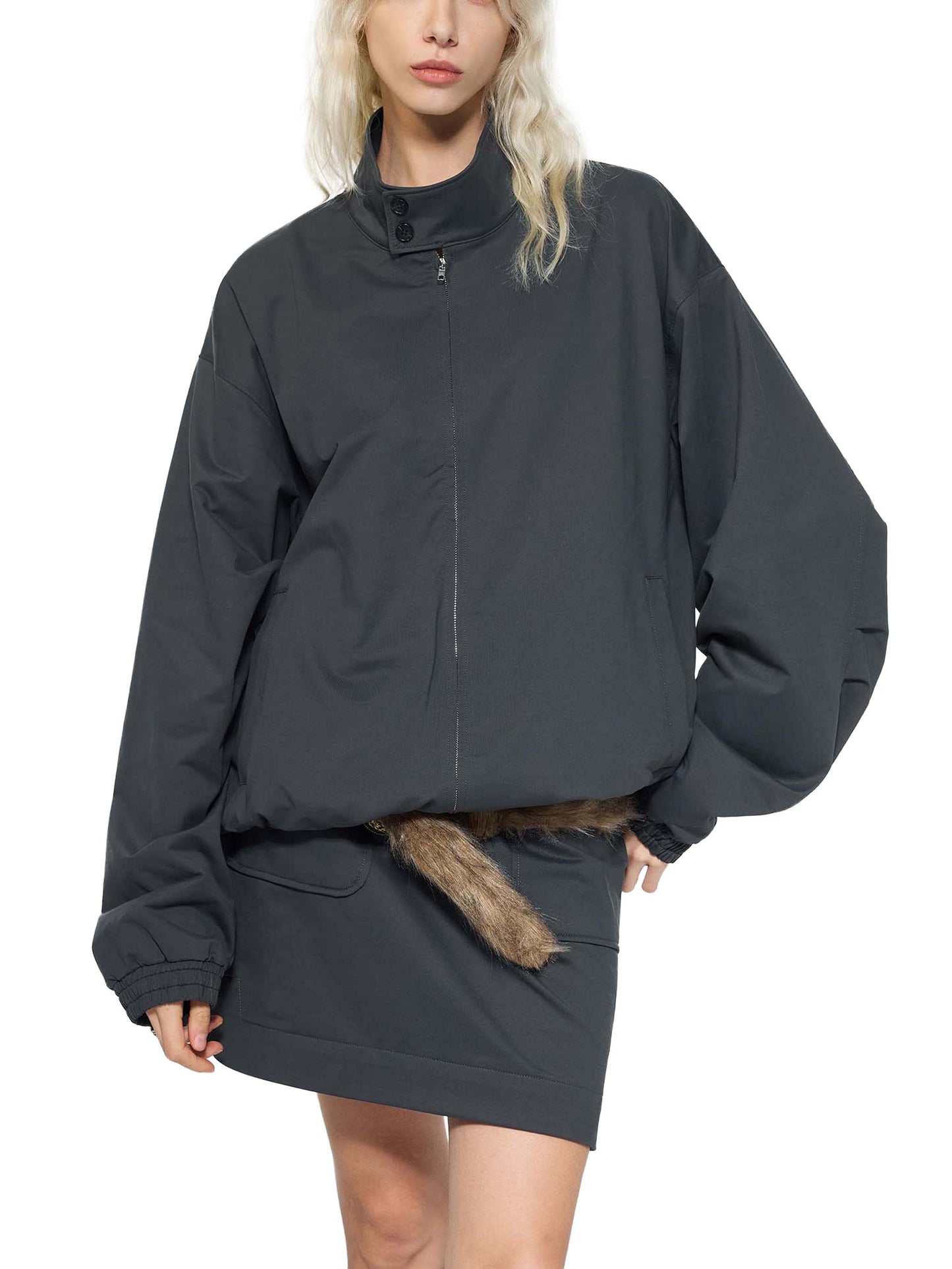 stand collar bomber jacket