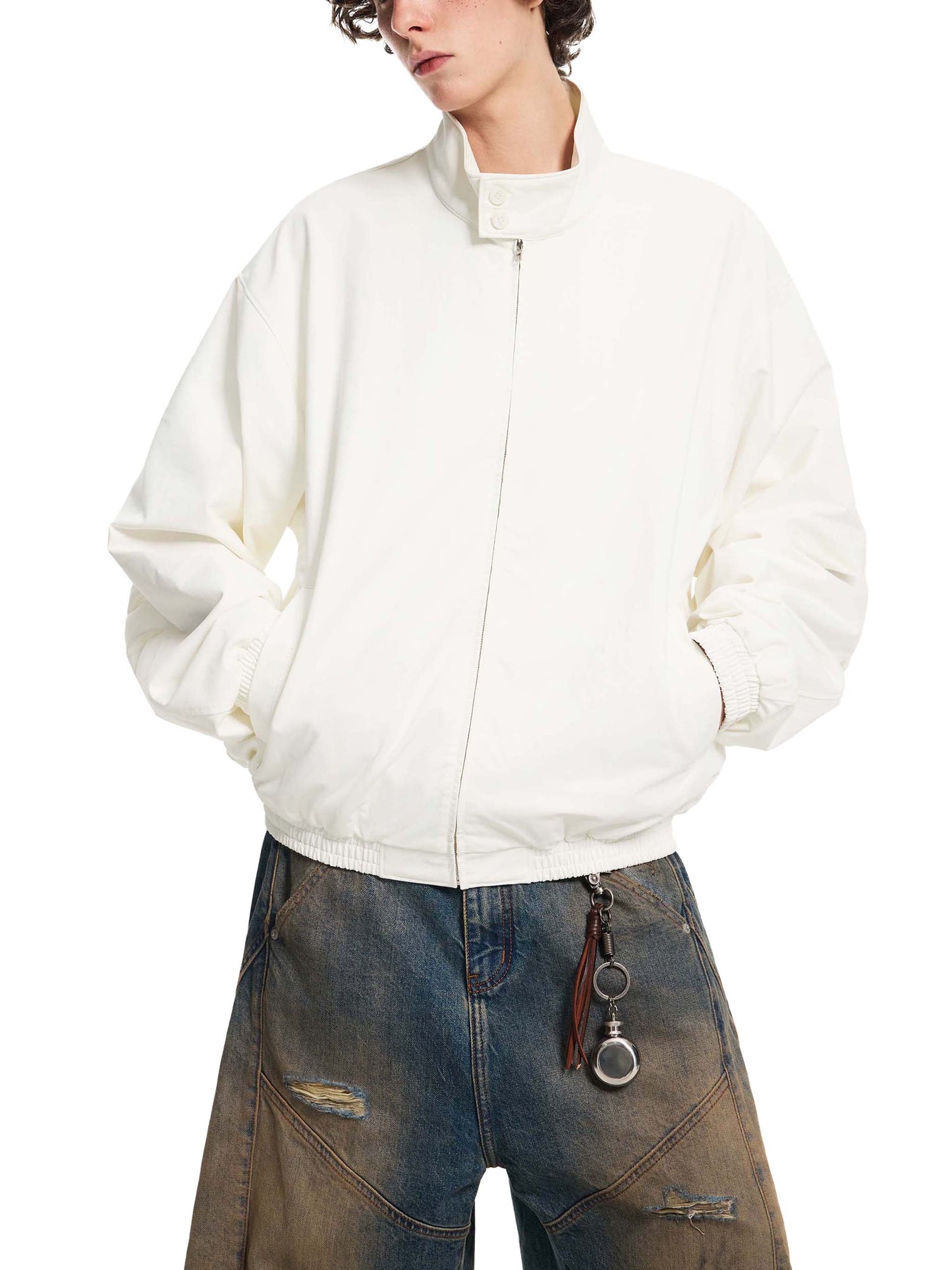 stand collar bomber jacket