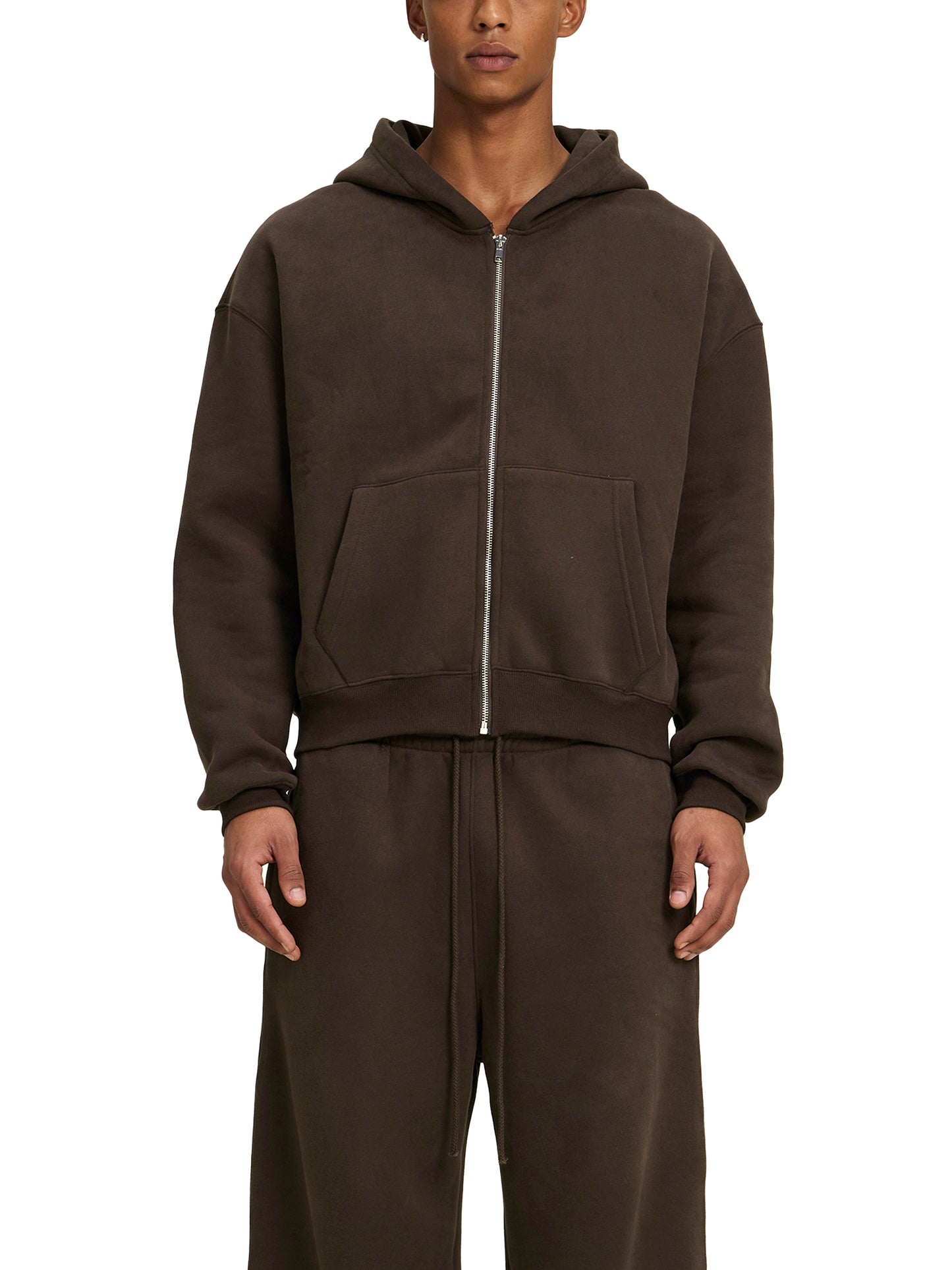 fleece zip-up boxy hoodie