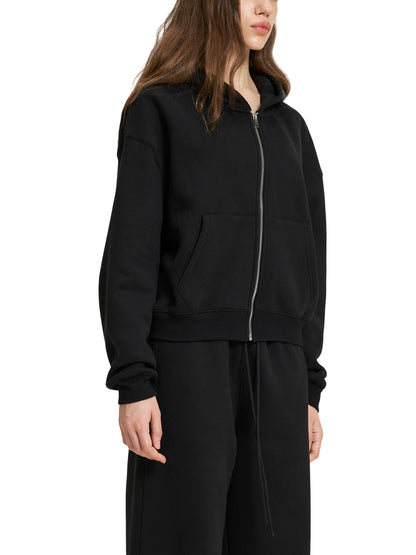 Fleece Zip-Up Boxy Hoodie