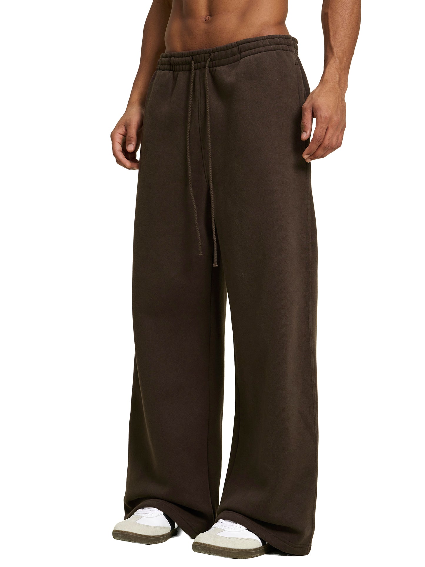 fleece drawstring straight-leg joggers