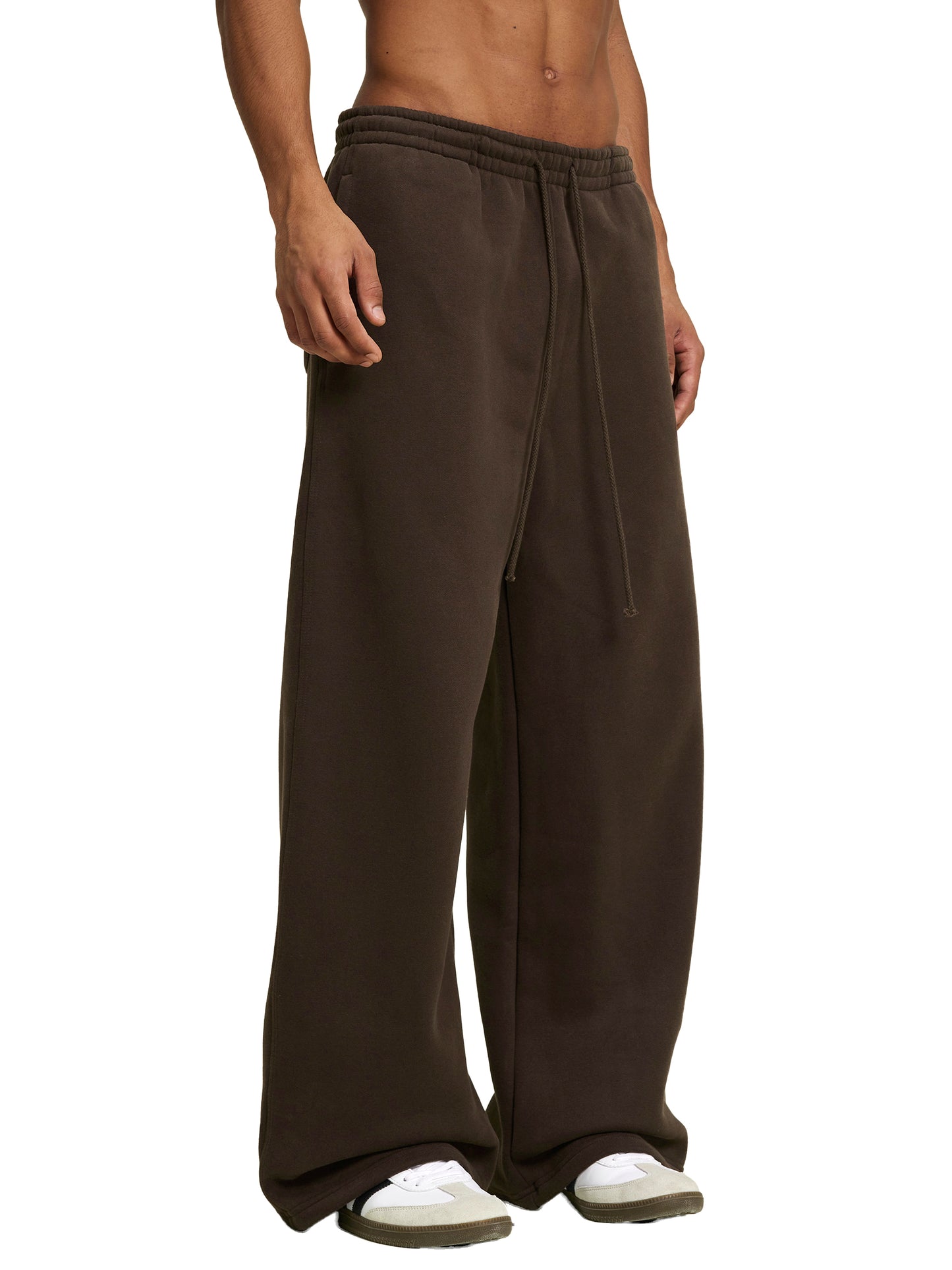 fleece drawstring straight-leg joggers