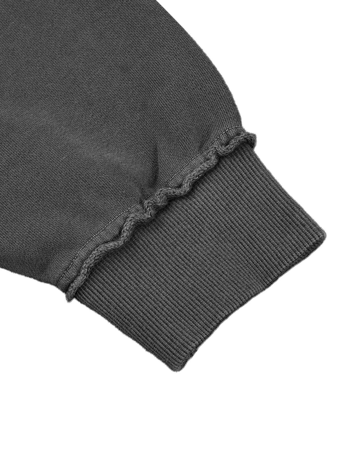 acid washed raw edge double layered hoodie