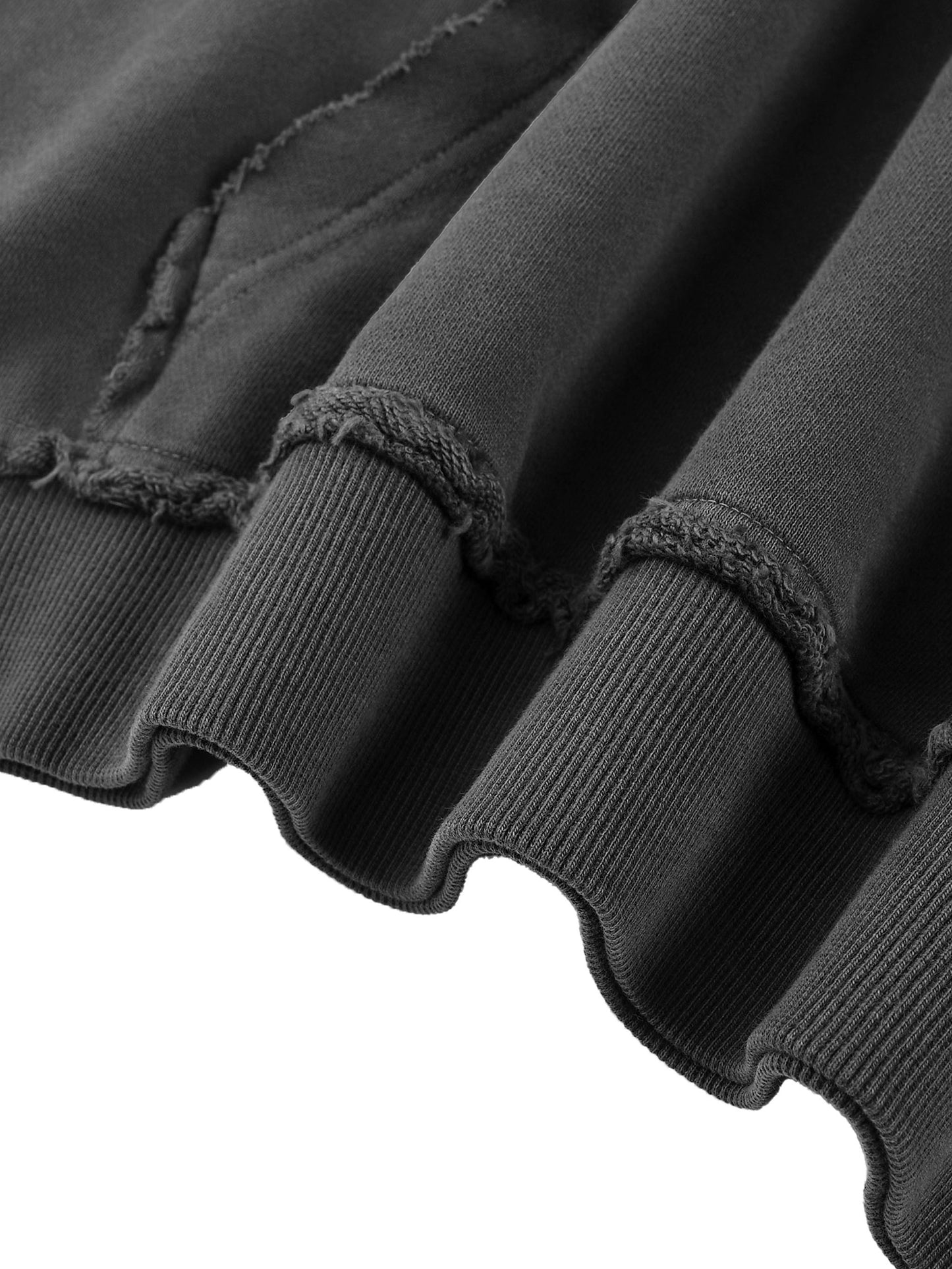 acid washed raw edge double layered hoodie