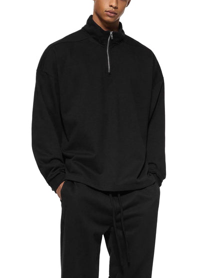Half-Zip Rolled Edge Fleece Sweatshirt