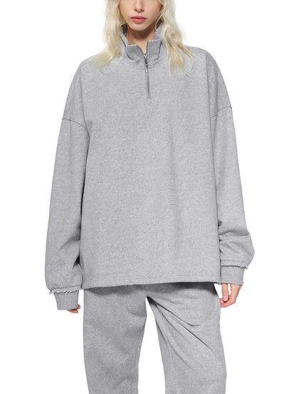 Half-Zip Rolled Edge Fleece Sweatshirt