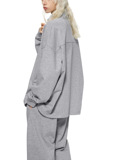 Half-Zip Rolled Edge Fleece Sweatshirt