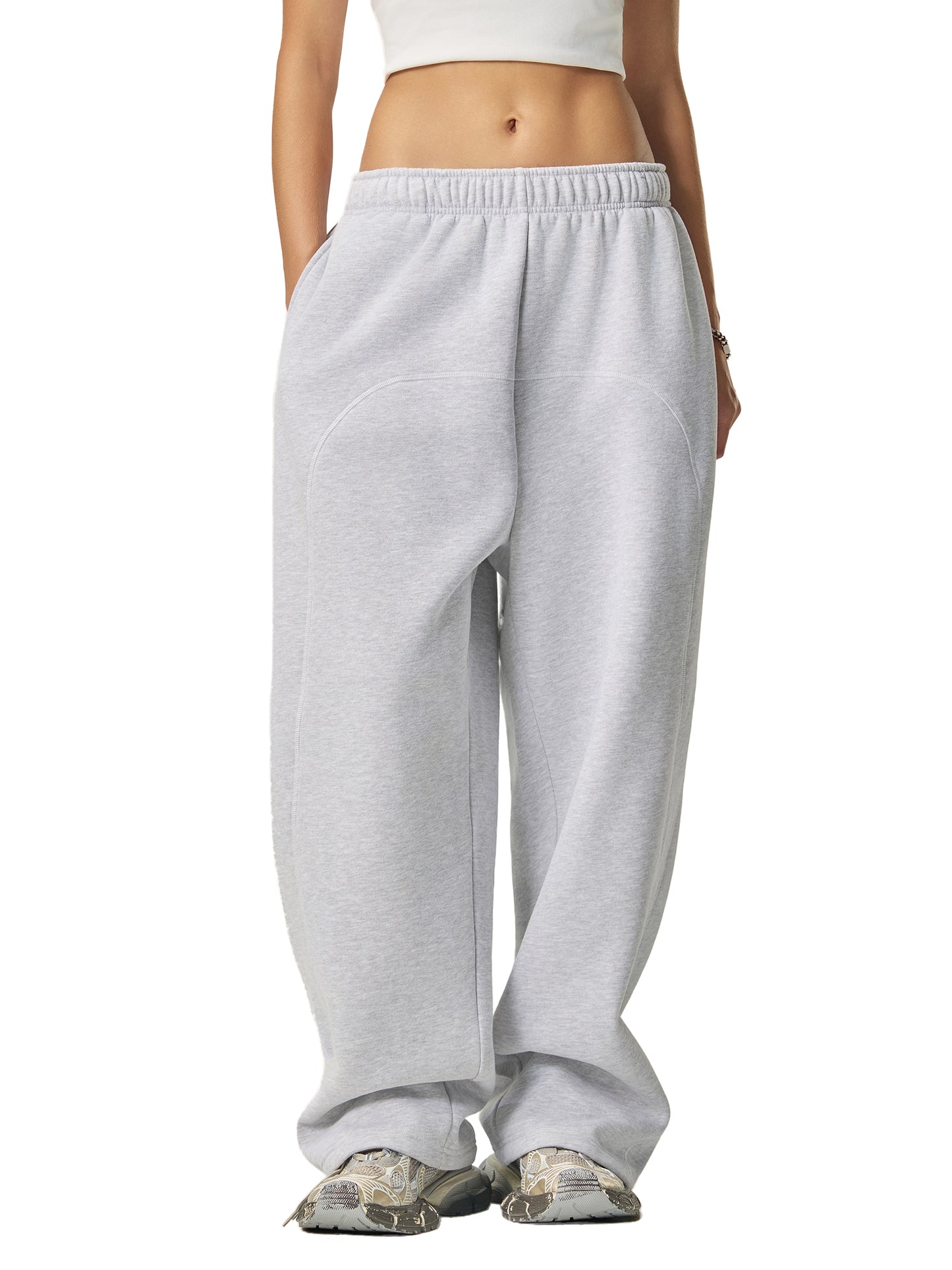 contrast-stitched fleece joggers
