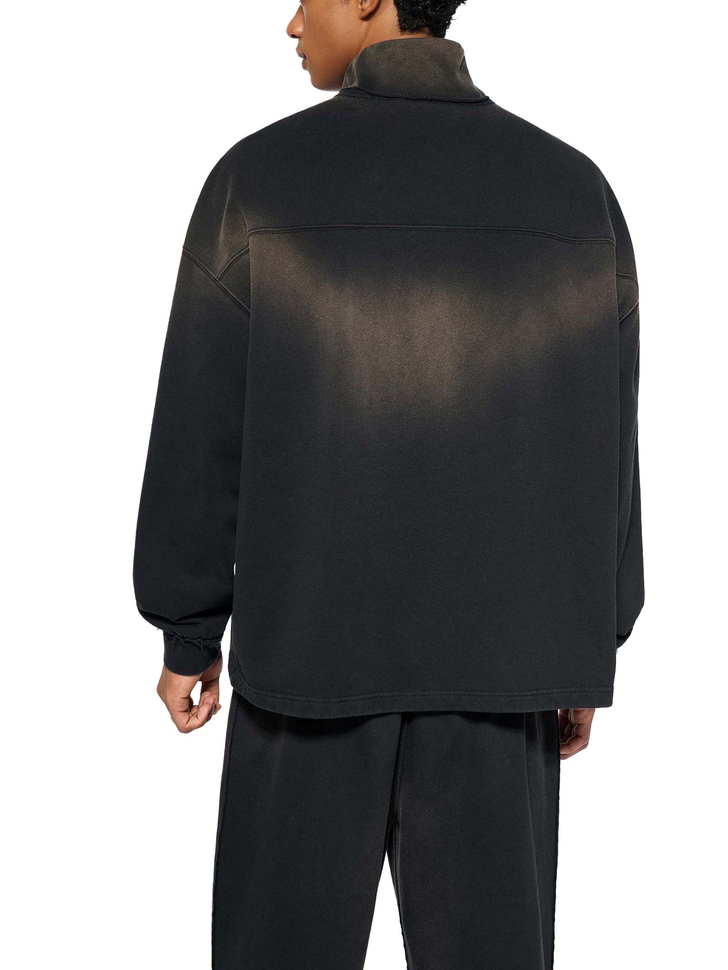 sun fade raw edge quarter-zip sweatshirt