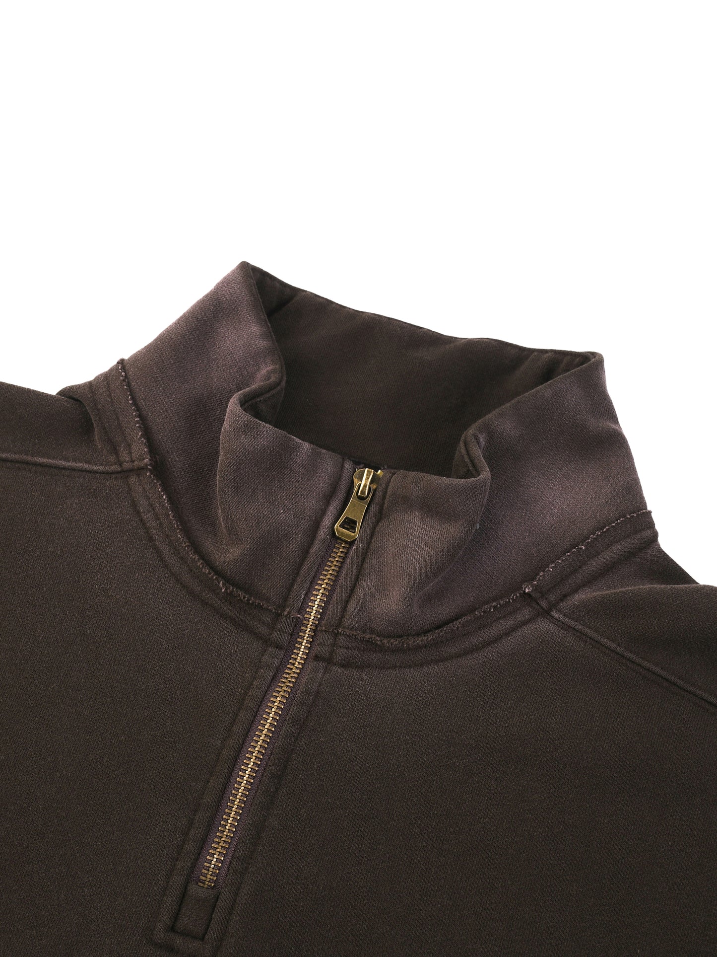 sun fade raw edge quarter-zip sweatshirt