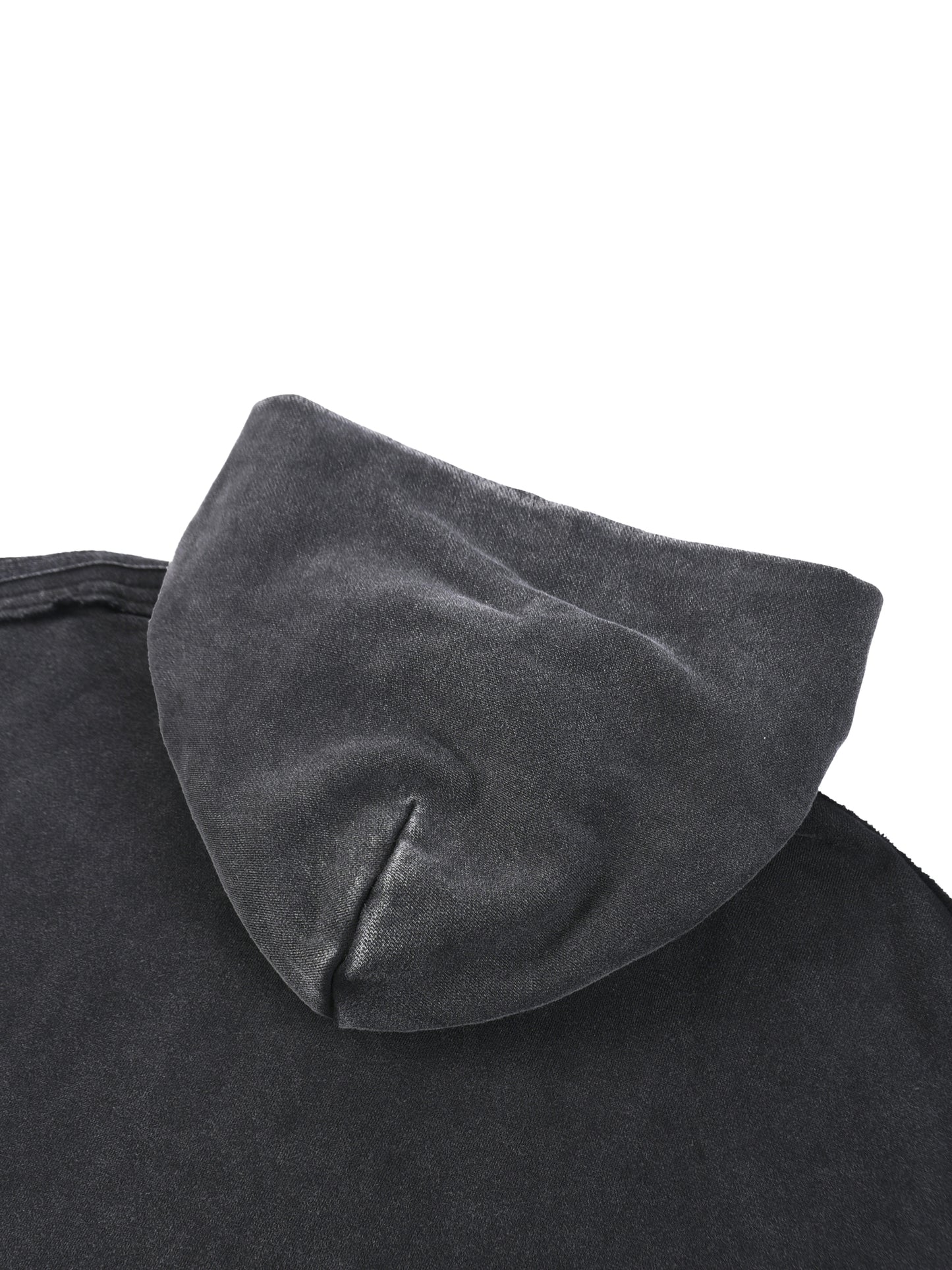 acid washed tape raw edge zip hoodie