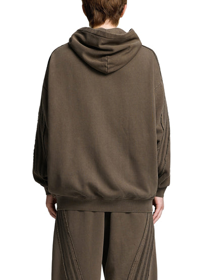 Acid Washed Tape Raw Edge Zip Hoodie