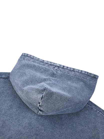 Acid Wash Oversized Zip-Up Hoodie