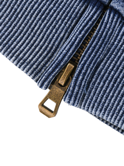 Acid Wash Oversized Zip-Up Hoodie