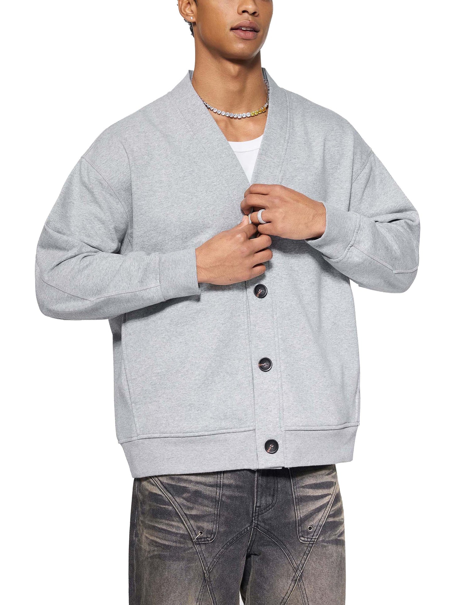 essential heavyweight sweat cardigan