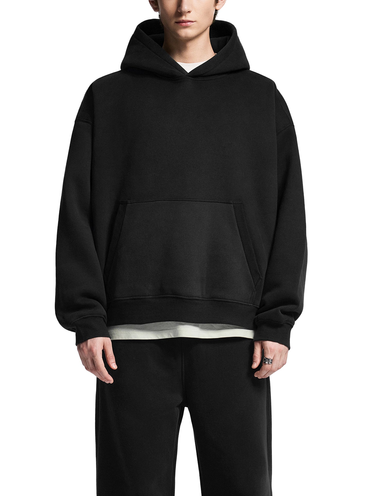 essential oversized boxy fit fleece hoodie