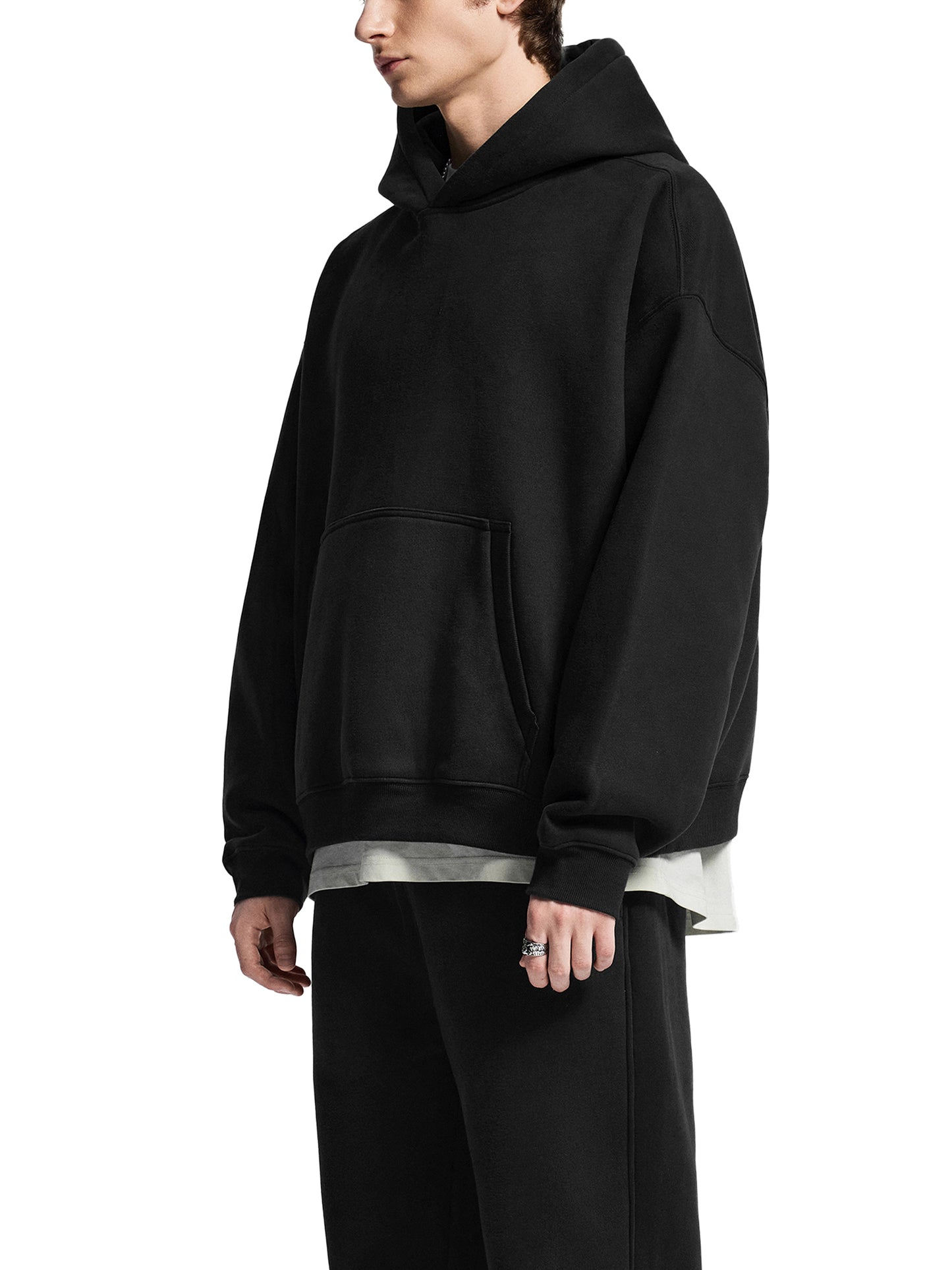 essential oversized boxy fit fleece hoodie