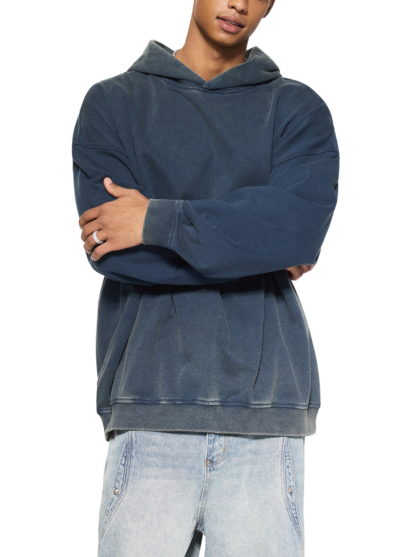 vintage washed gradient fleece hoodie