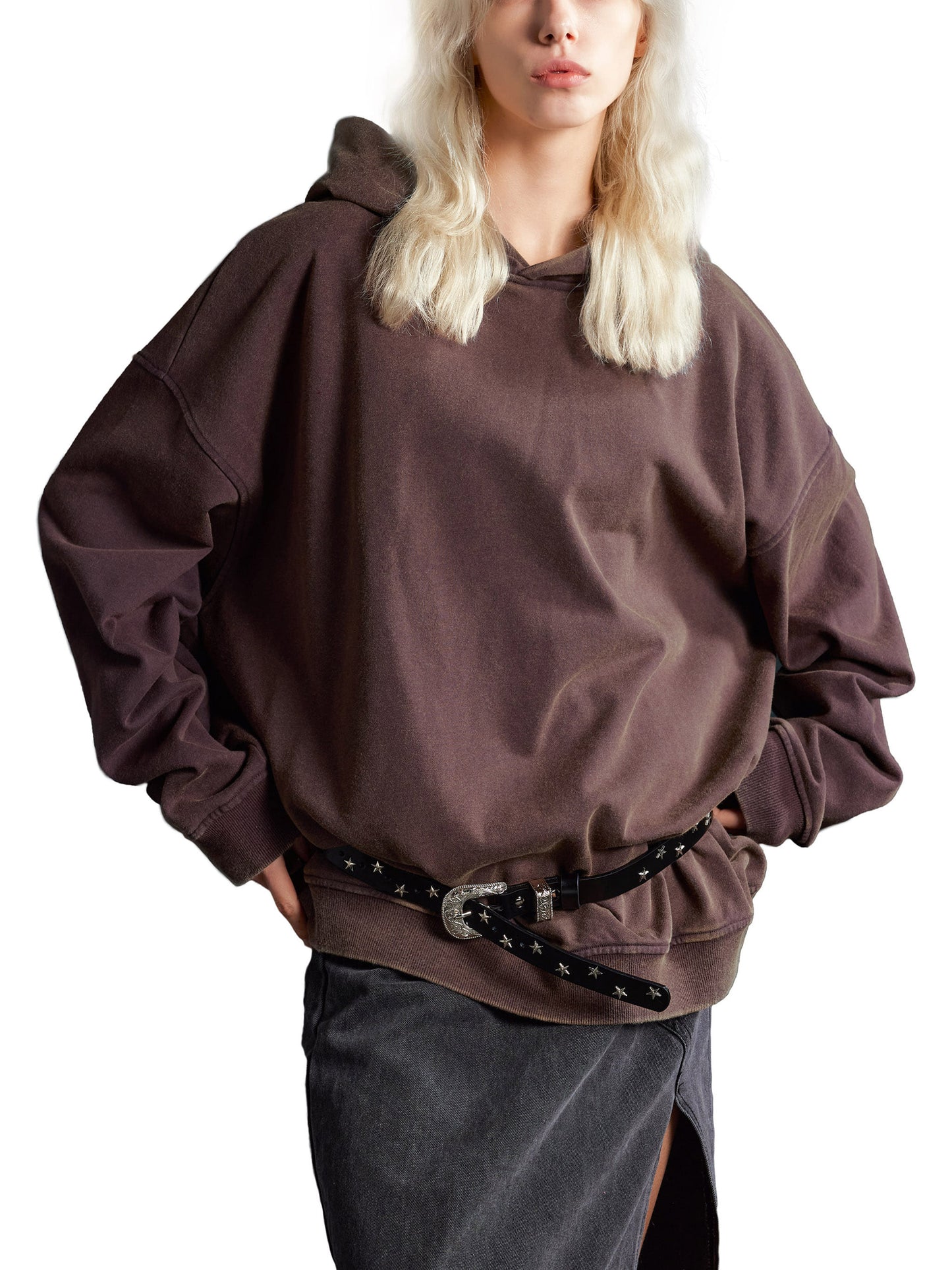 vintage washed gradient fleece hoodie