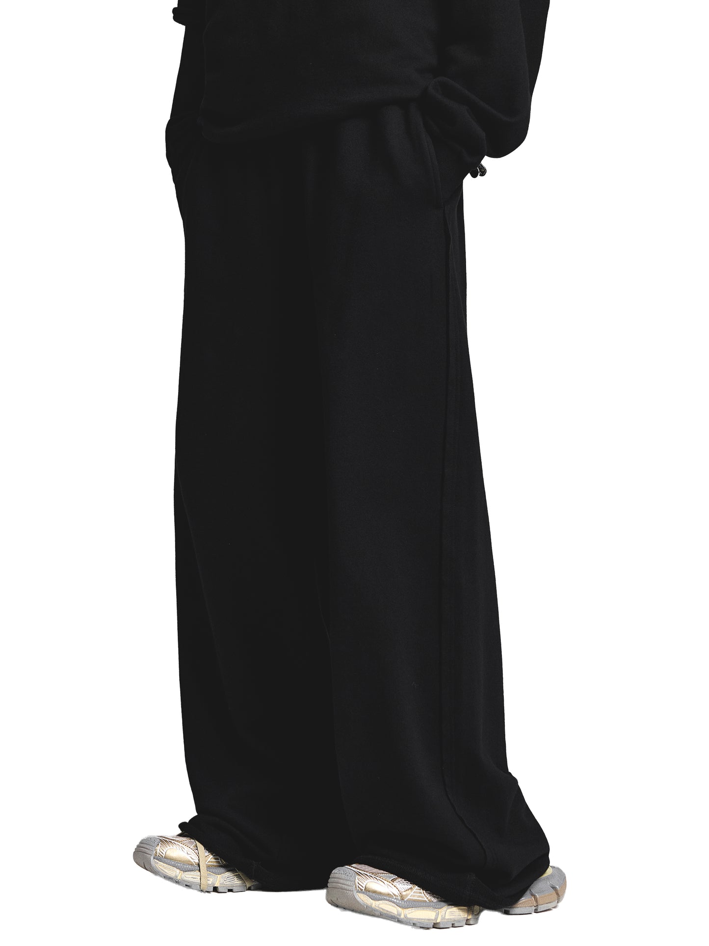 acid washed raw edge sweatpants