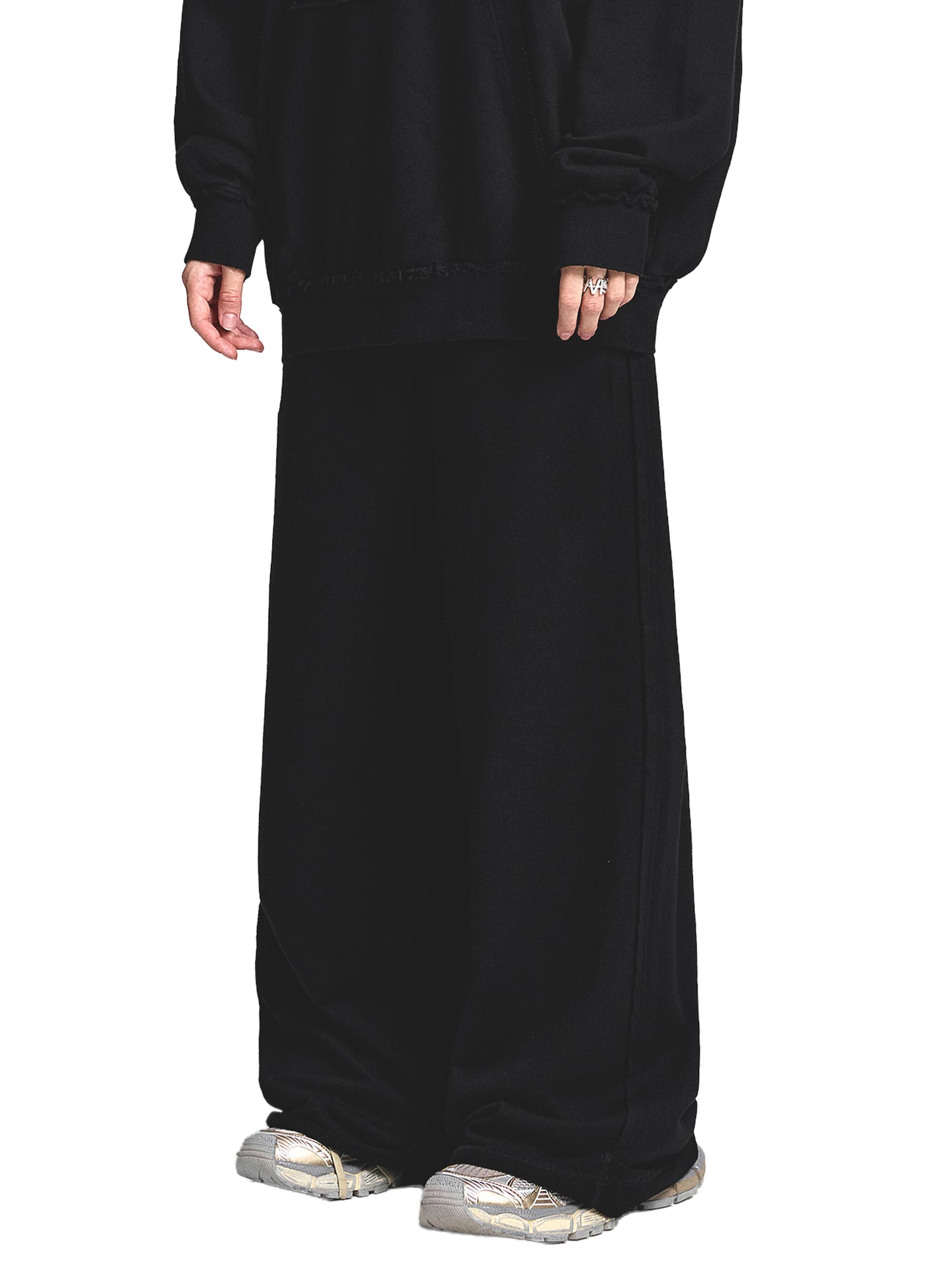 acid washed raw edge sweatpants