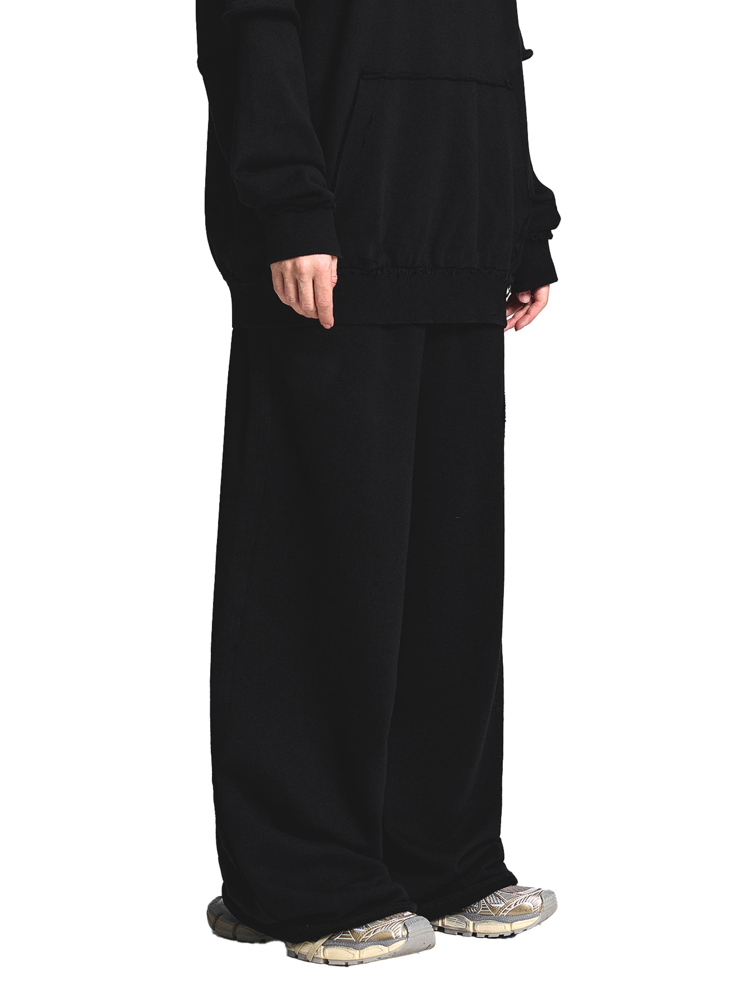 acid washed raw edge sweatpants