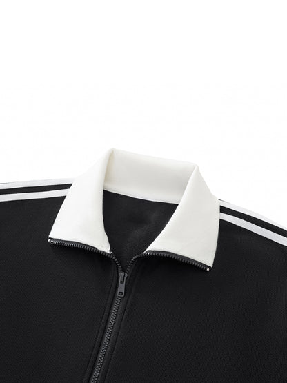 Contrast Side Stripe Fleece Track Jacket