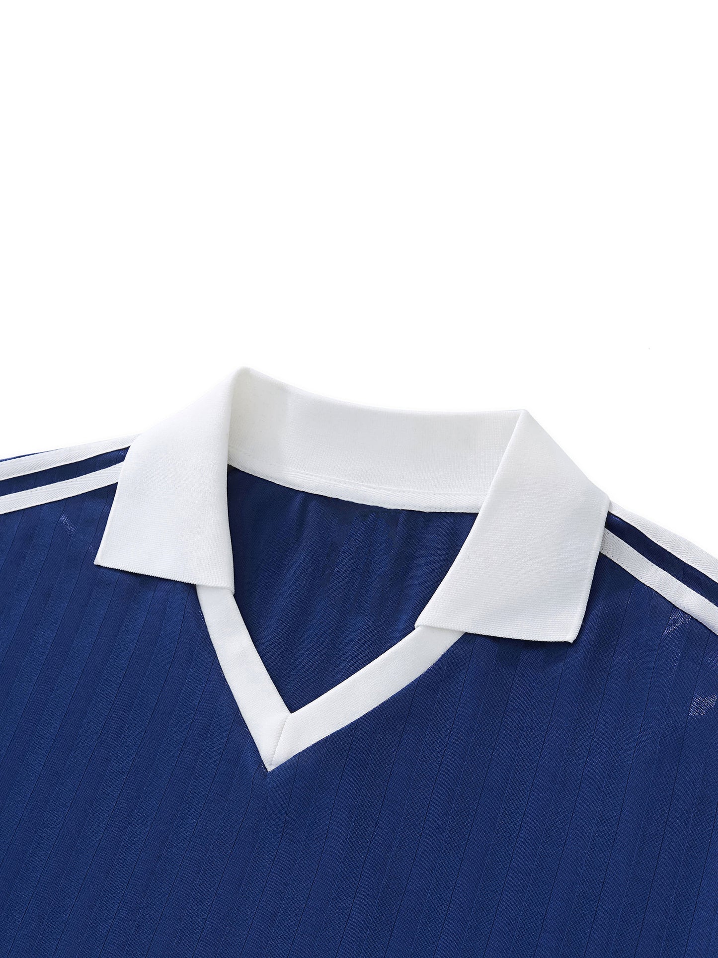 contrast collar striped football jersey