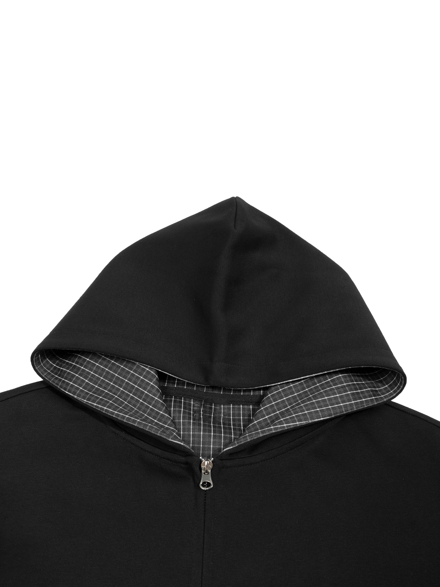 contrast plaid boxy zip hoodie
