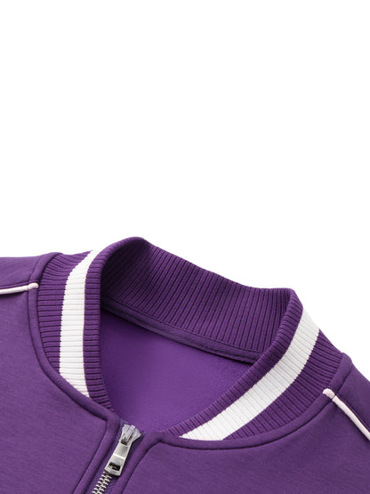 Contrast Piping Zip Bomber Jacket