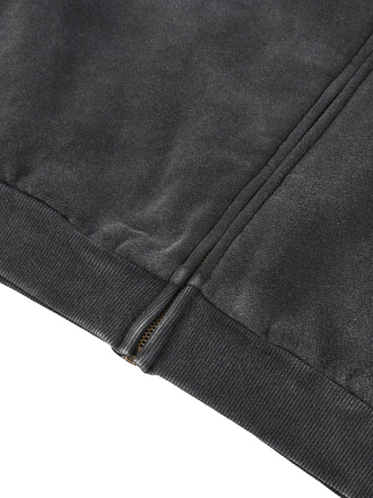 Vintage Washed Fleece Baseball Jacket