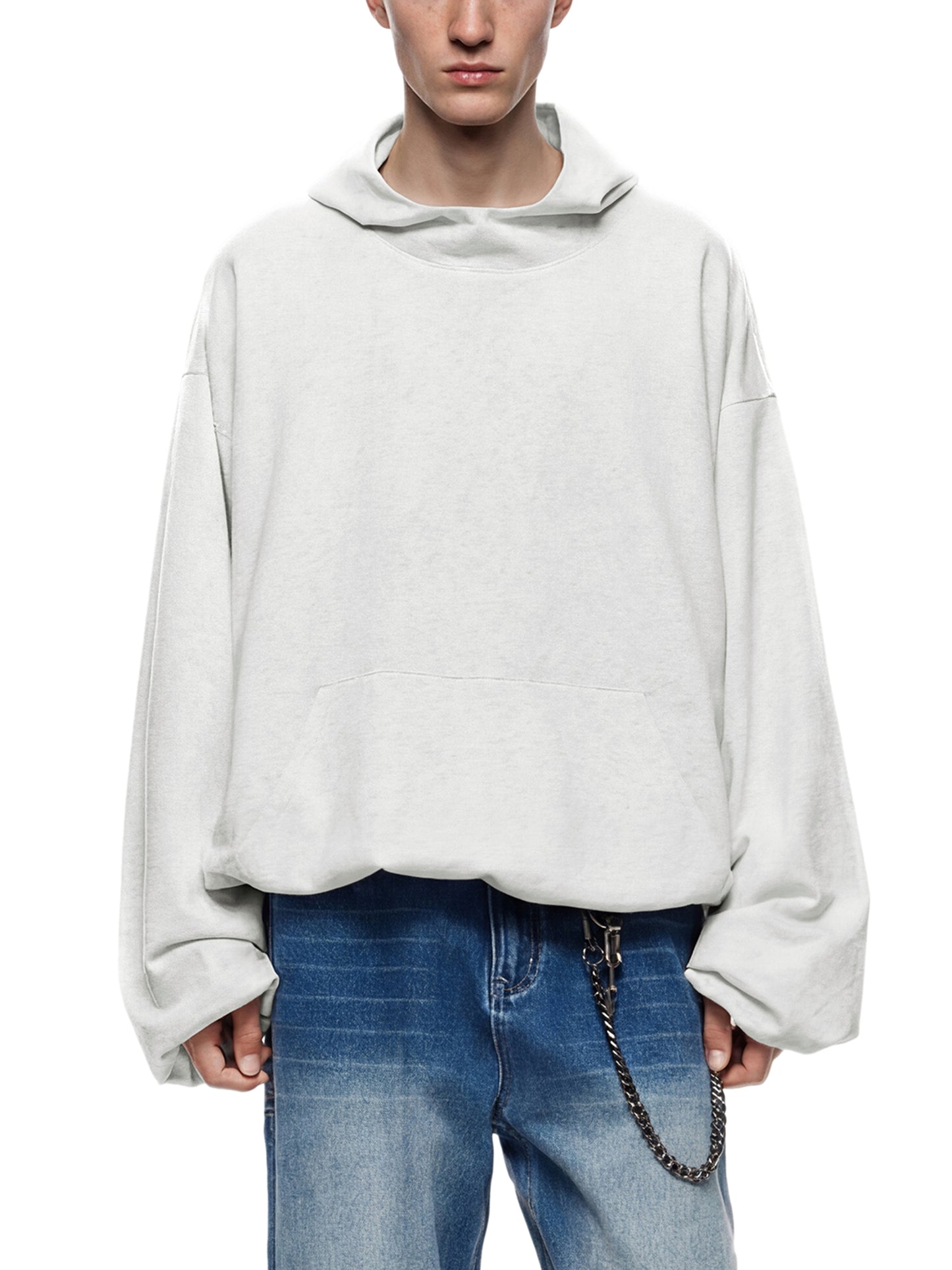 boxy gather-hem hoodie