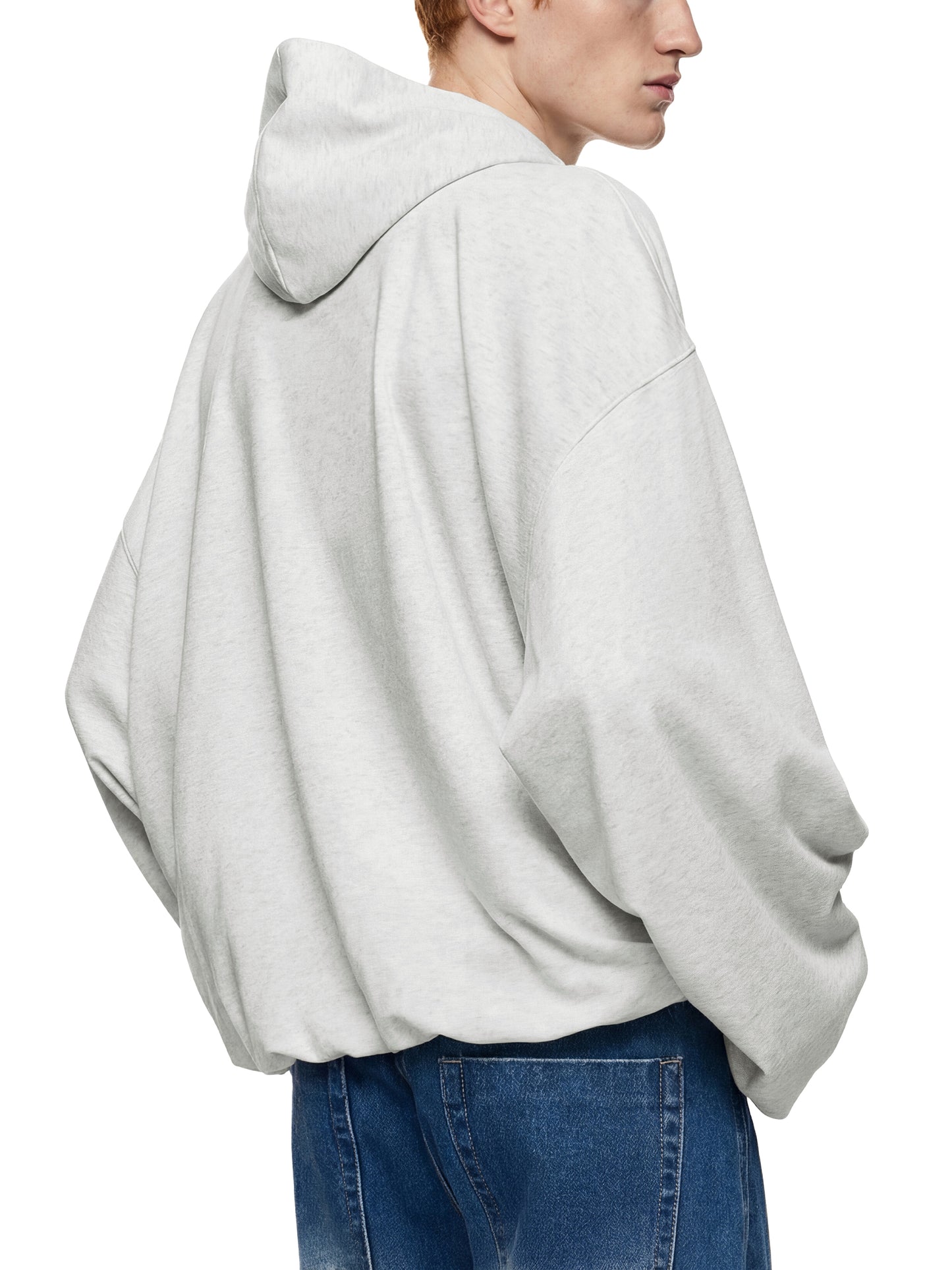 boxy gather-hem hoodie