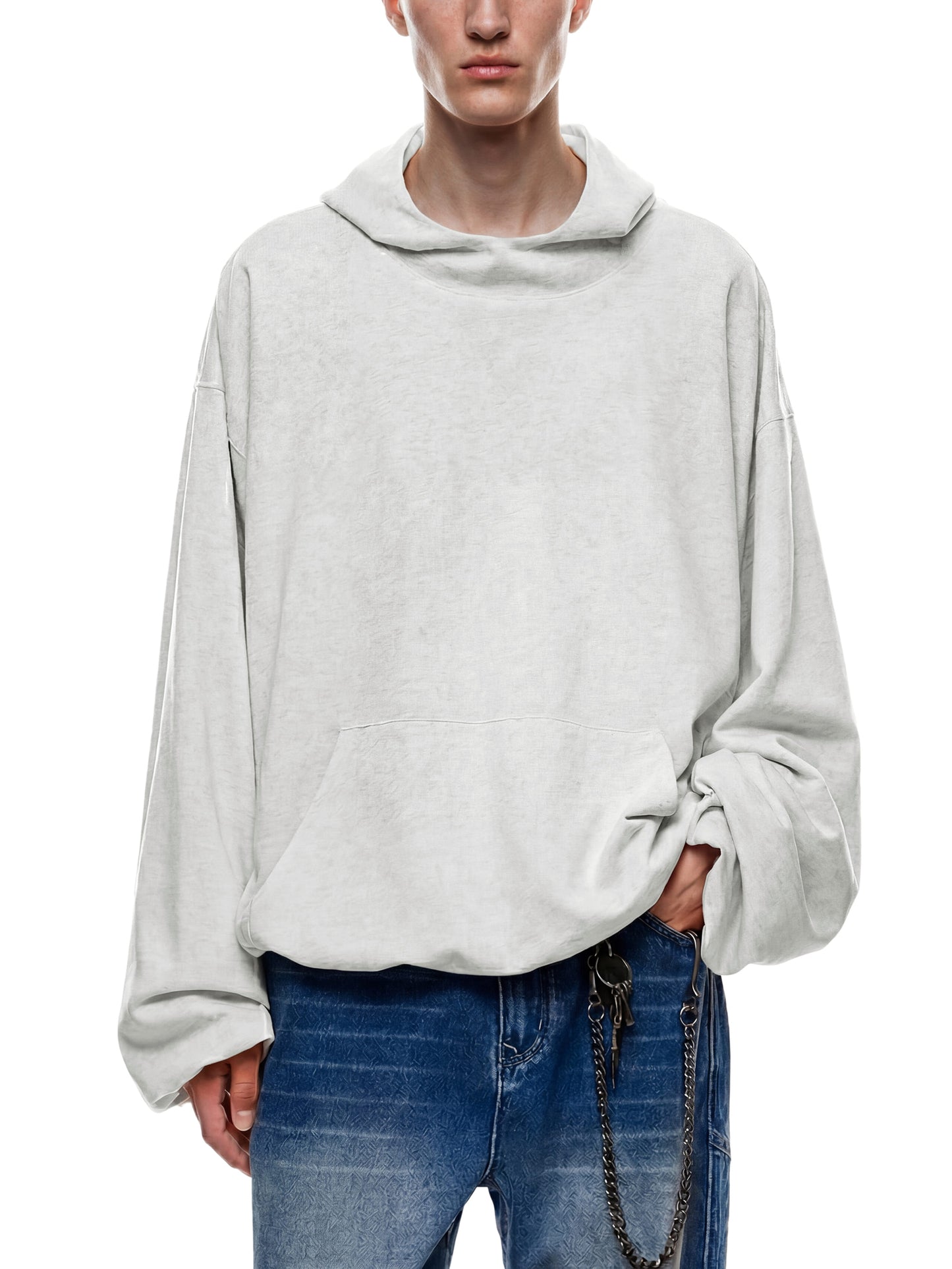boxy gather-hem hoodie