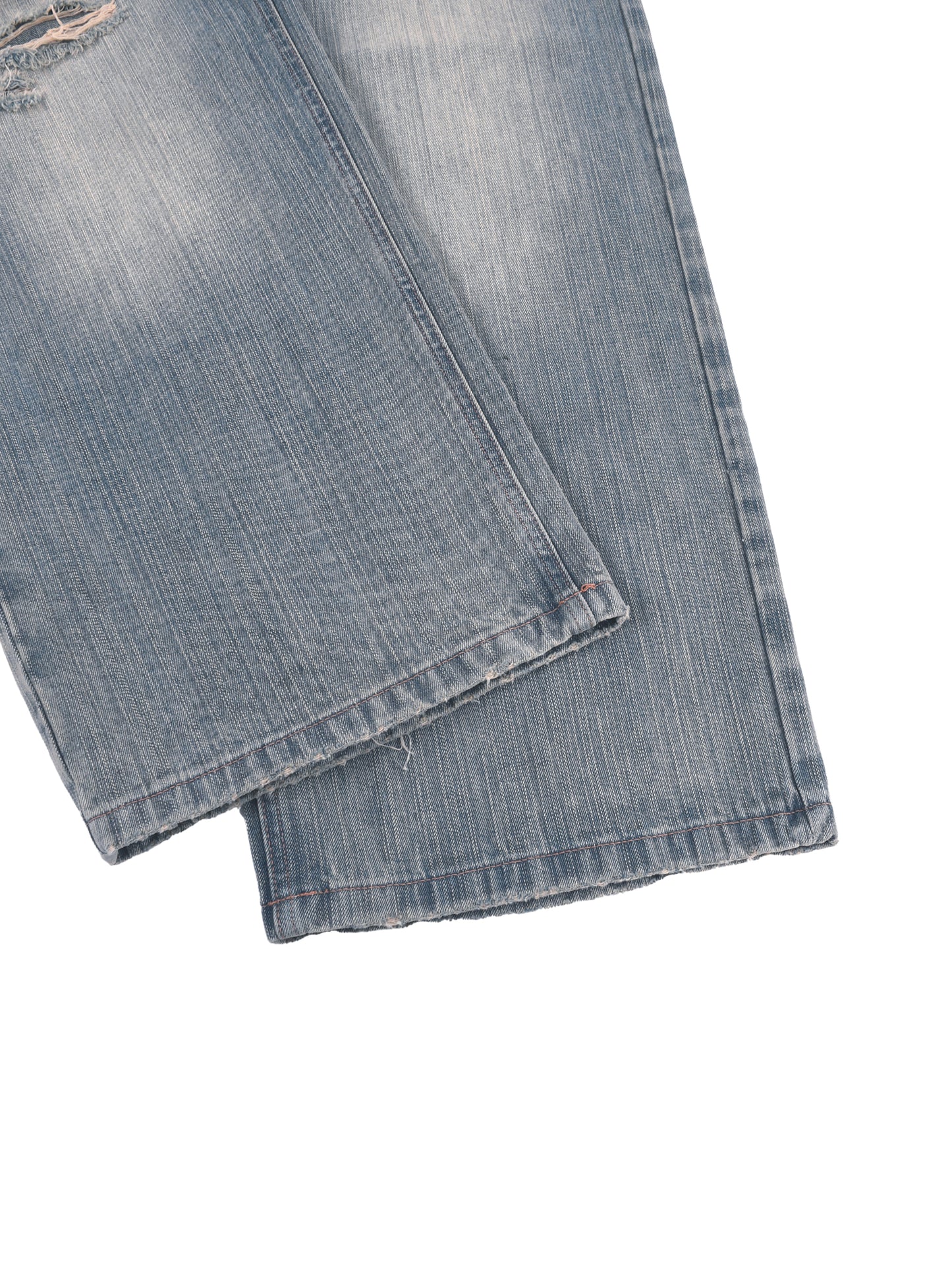 vintage wash distressed denim jeans