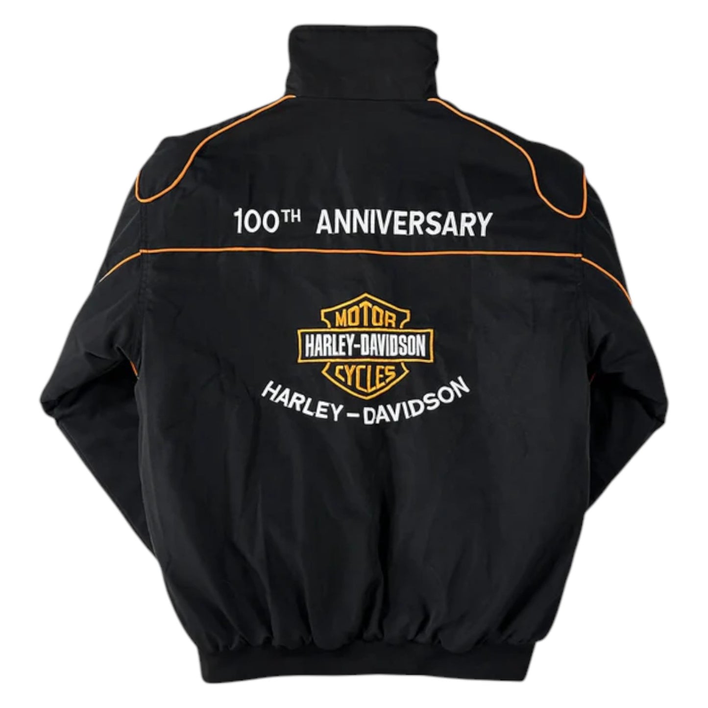 harley davidson embroidered f1 nascar vintage racing jacket - black