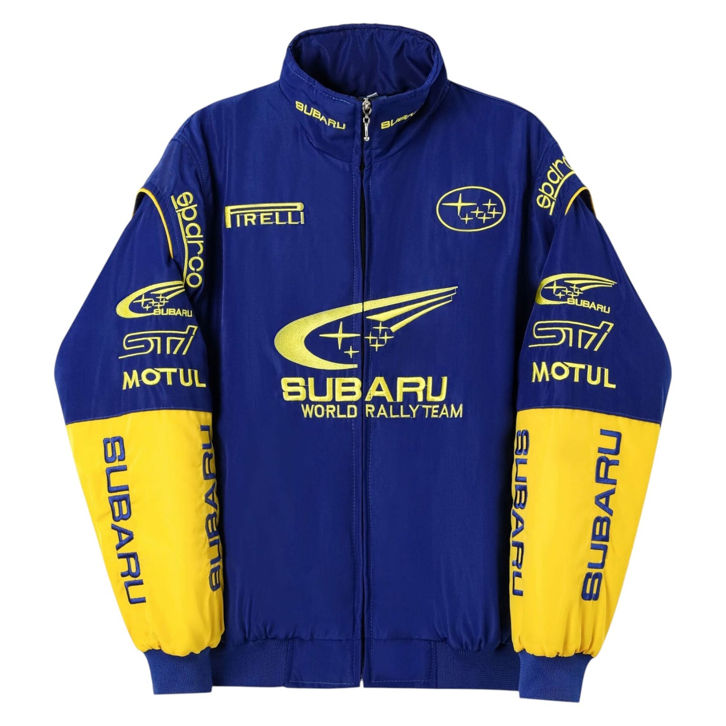 subaru embroidered f1 nascar vintage racing jacket - blue/yellow
