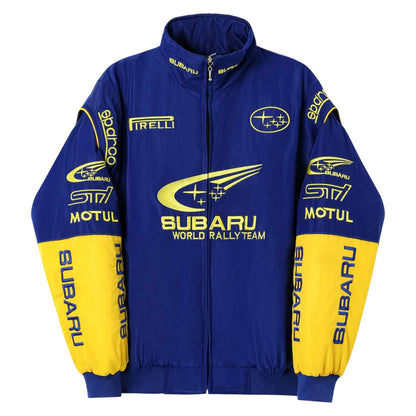 Subaru Embroidered F1 Nascar Vintage Racing Jacket - Blue/Yellow